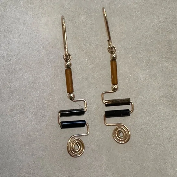 3/$35 Elongated Architectural designed Gold filled wire earrings - Picture 2 of 7